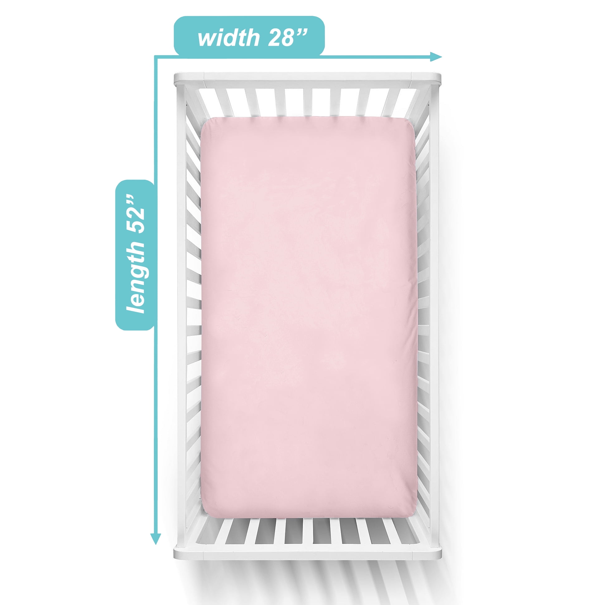 TL Care 100% Natural Cotton Fitted Crib Sheet 52" x 28" - Soft, Breathable, Hypoallergenic & Gentle Toddler Bed Sheet, Pink, Neutral for Boys & Girls