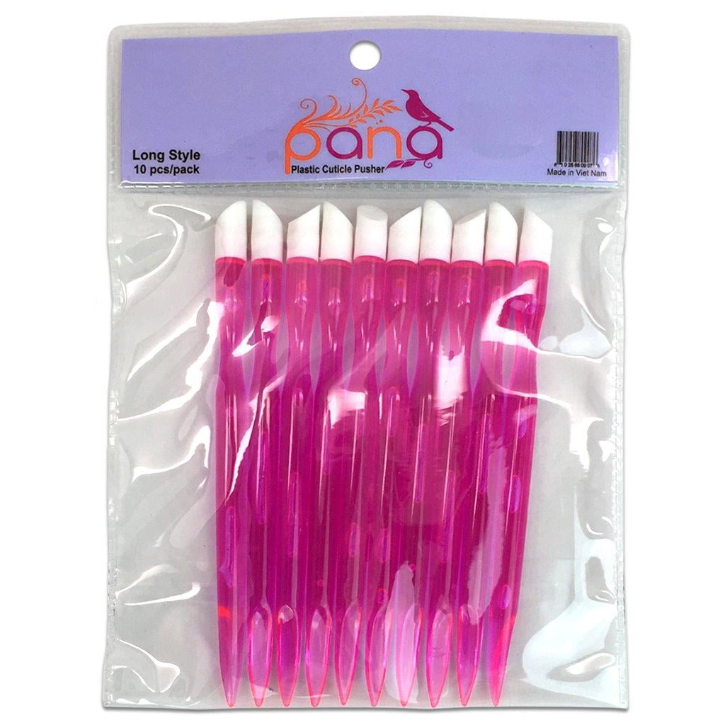Pana Plastic Pink Long Cuticle Pushers with Rubber Tips