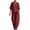 Wine, variant on jobturf Summer Two Piece Sets for Women Going Out Linen Lounge Set V Neck 3/4 Sleeve T Shirts and Pants Matching Vacation Outfits S-XXL