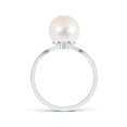thumbnail image 2 of Angara Freshwater Cultured Pearl Chevron Ring with Diamond in 14K White Gold for Women | June Birthstone Jewelry for Her, 2 of 7