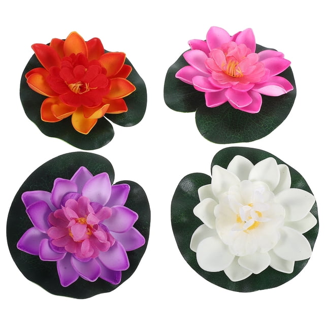 AURARMLET 4Ud Flores Artificiales De Loto Flotantes Con Para De Piscinas Y Estanques