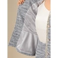 thumbnail image 5 of INSPIRE CHIC Women's 2 Piece Tweed Suit Button Down 3/4 Sleeve Jacket Pencil Skirt Set M Gray Blue, 5 of 6