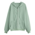 thumbnail image 4 of AWZXDE Women's Pullover Hoodie with Pocket, Casual Lined Sweatshirt, Cozy Fall Winter Zip Up Jacket, Outdoor Athletic Sports Warm Hooded Sweatshirt Light Green,XXXL, 4 of 4
