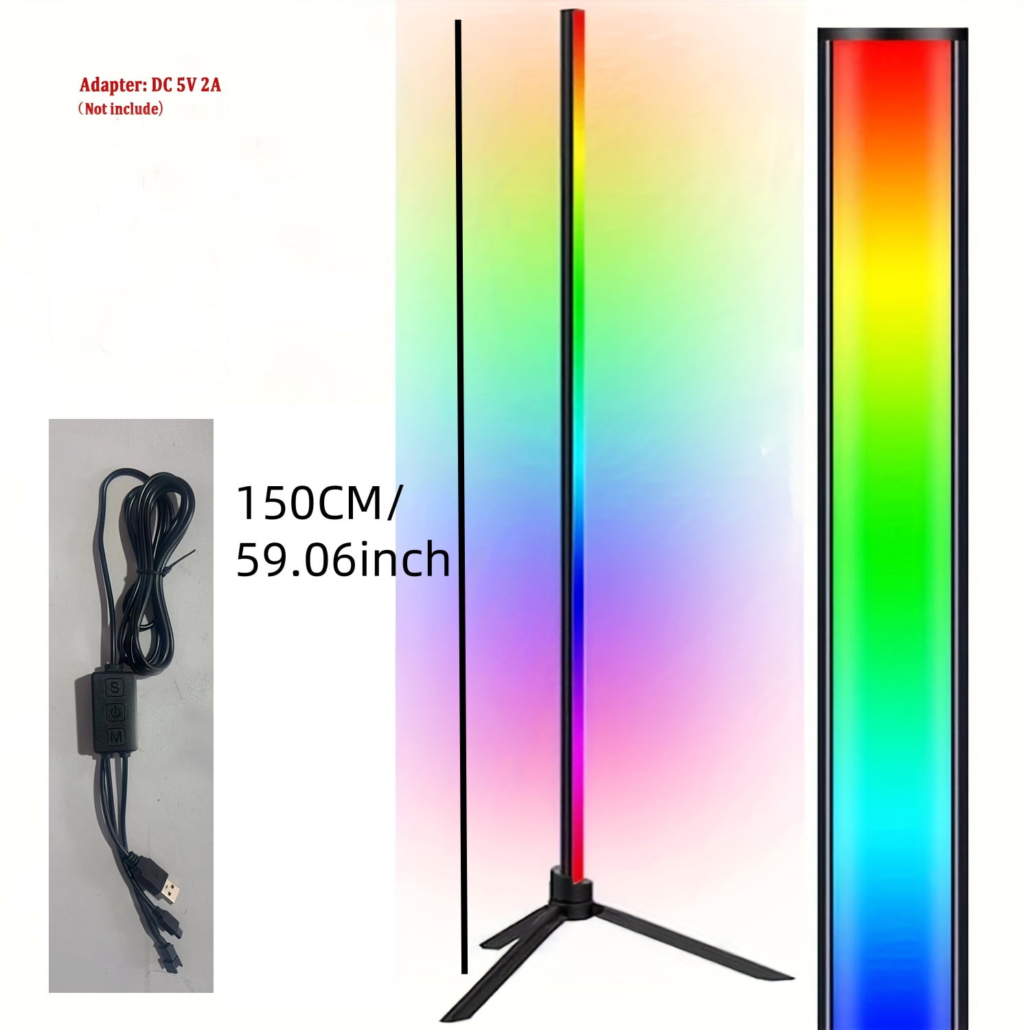 HOODINK 2 Pack Corner Floor Lamp, 59" RGB LED Corner Lamp with Music Sync, 16 Million Colors LED Lamp with Smart App & Remote Control for Bedroom, Living Room Gaming Room