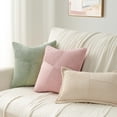 thumbnail image 5 of Set of 2 Sage Green Decorative Throw Pillow Covers 12x12 Inch Soft Corduroy Windmill Textured Striped Patchwork Cushion Cases for Sofa Bed Home Decor, 5 of 8