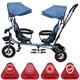 thumbnail image 3 of Triciclo Doble para Niños Asiento Giratorio Gemelar Luz Sonido Cinturón de Seguridad Llantas de Goma Apto a partir de 1 Año - Azul, 3 of 7