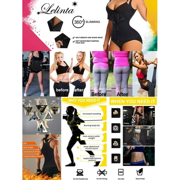 LELINTA Women's Weight Loss Sauna Vest Shapewear Waist Trainer Corset Sport  Workout Body Shaper 