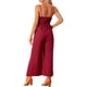 thumbnail image 3 of Mono de verano sin mangas de corte, smock y pierna ancha de INSPIRE CHIC para mujer en rojo vino XL, 3 of 6