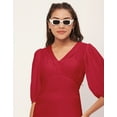 thumbnail image 5 of Moomaya Solid Color Shift Dress, V-Neck Balloon Sleeve Casual Evening Dress, 5 of 8