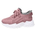 thumbnail image 6 of Winter Knitted Sneakers for Women Plush Lined Lace up Platform Walking Shoes Fashion Slip on Snow Booties Pink Size 7, 6 of 6