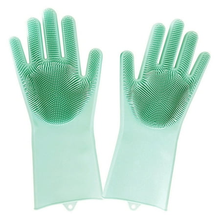 Magic Silicone Gloves with Wash Scrubber Reusable Brush Heat Resistant Kitchen Tool Gloves for Cleaning, Dish Washing, Washing The Car, Pet Hair Care 1