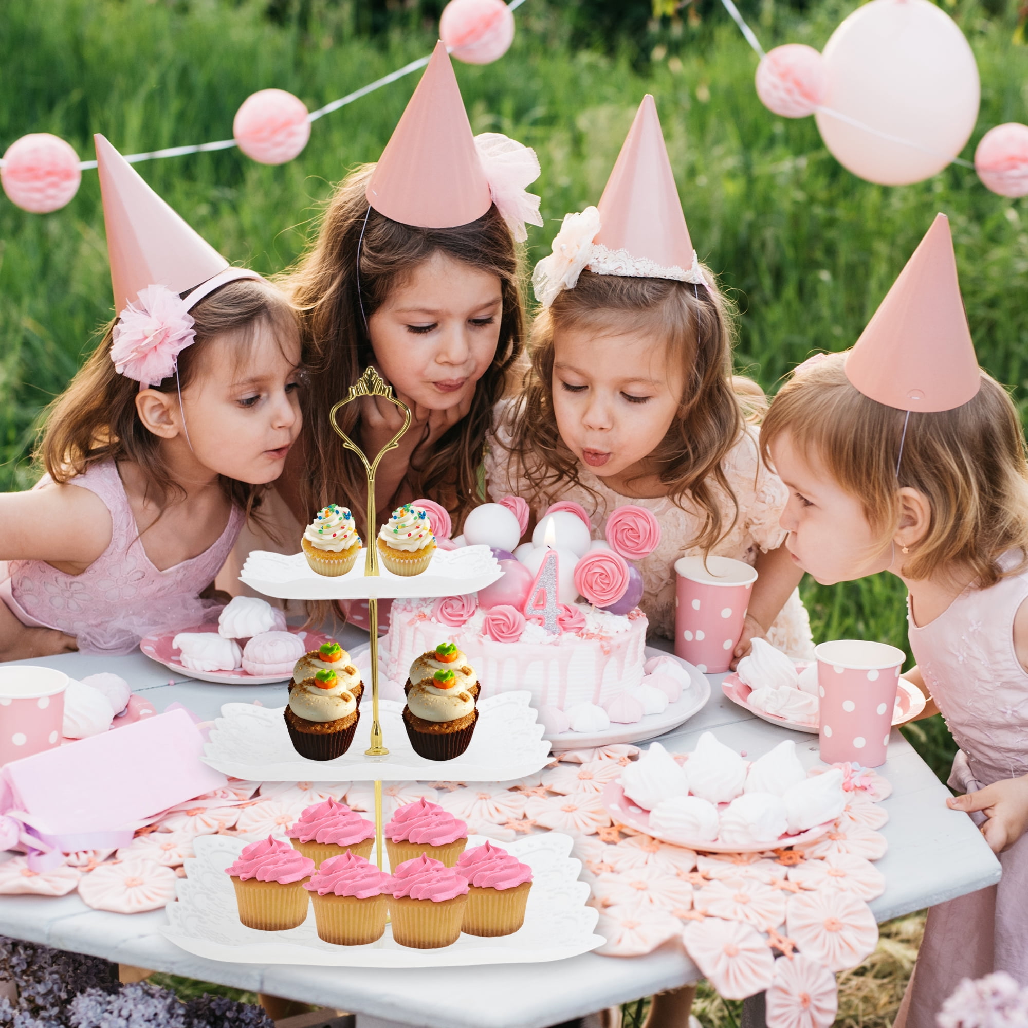 Unique Bargains 3 Tier Dessert Cupcake Stand Holder Square Cup Cake Holder Tower