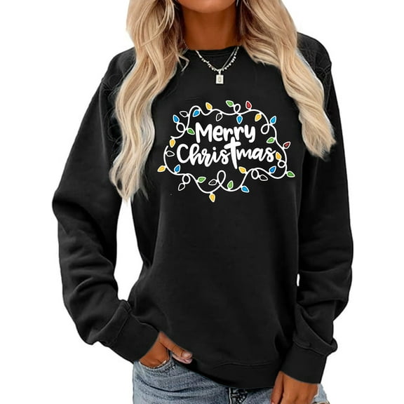 Christmas Shirts for Women: Merry and Bright Sweatshirt Long Sleeve Christmas Tree Shirt Christmas Vacation Shirt