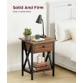 thumbnail image 3 of End Table With Drawer, Modern Rustic Brown & Black Metal Side Table, 3 of 8