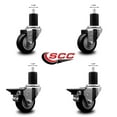 thumbnail image 2 of 3 Inch Black Poly Wheel Swivel 1-3/4 Inch Expanding Stem Caster Set 2 Brakes SCC, 2 of 2