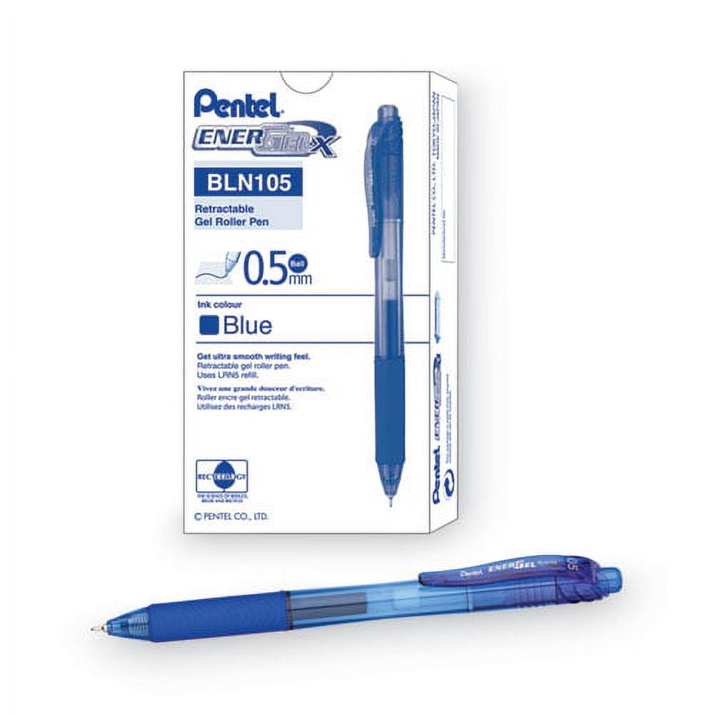 Energel-X Gel Pen, Retractable, Fine 0.5 Mm Needle Tip, Blue Ink, Blue Barrel, Dozen | Bundle of 5 Dozen