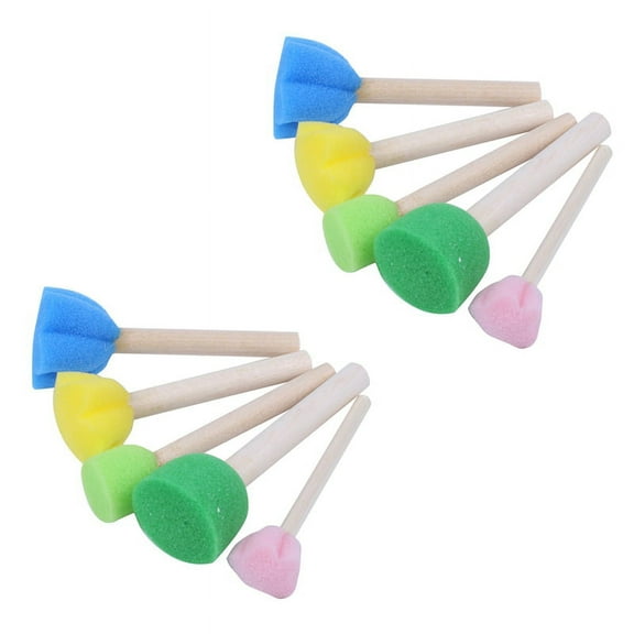 2024 TOP! 10Pcs Sponge Paint Brushes Toys Wooden Handle Seal Kids Children Drawing Painting Graffiti Brush