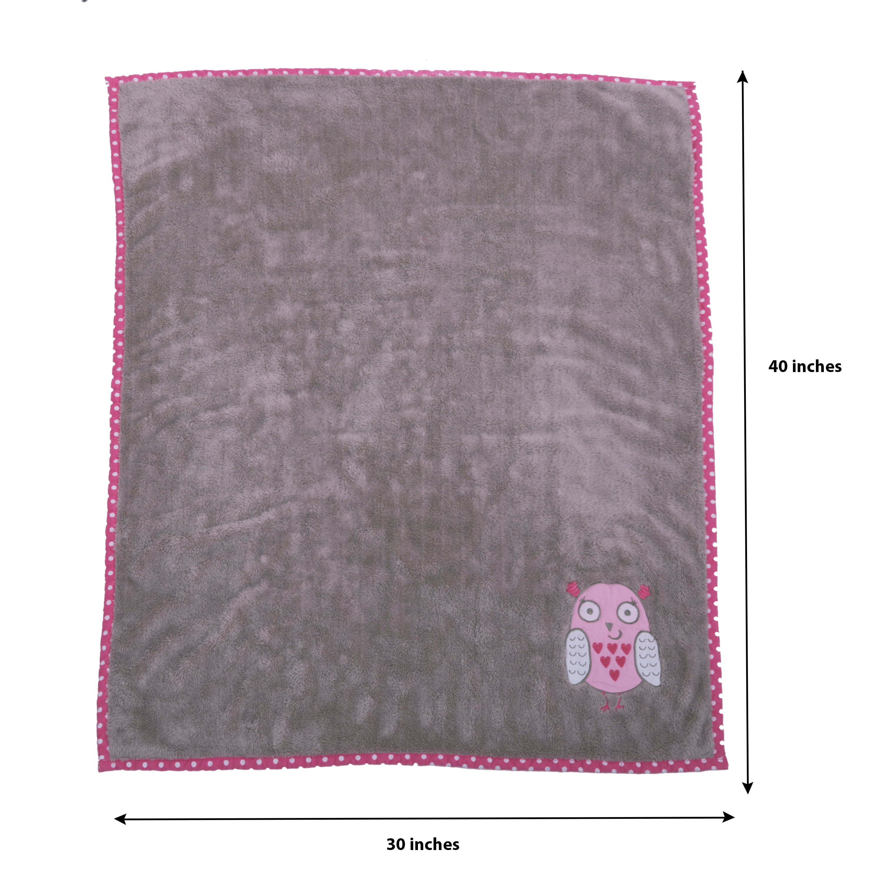 Bacati - Owls Pink/Grey Girls Pink Plush Blanket - image 3 of 8