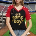 thumbnail image 5 of Uootdi Womens V Neck Tees Game Day Football Print Short Sleeve Shirts Game Days Tailgates Sports Gatherings Blouses Tops Gift, 5 of 6