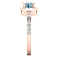 thumbnail image 3 of 0.89 ctw with Simulated Diamond Halo Accents Anniversary Ring for Women | Princess Cut Blue Moissanite | Hyperallergenic Solid 18K Rose Gold, 3 of 5
