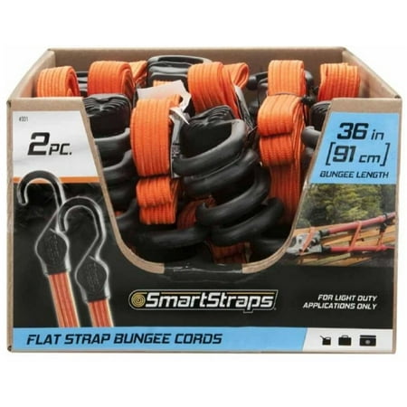 SmartStraps Standard Bungee Cord, Orange, 36", 2 Count