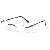 Men BIFOCAL Rimless Metal Reading Glasses with Anti-Blue UV Coating - Modern Fashion Clear Lens Reader  1.75