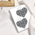 thumbnail image 4 of Heart Shaped Leather Earrings Grey Camouflage Print Leather Earrings Jewelry Gifts For Women, 4 of 6