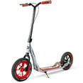 thumbnail image 3 of Large Kick Scooter for Adults & Teens – 12" Air-Filled Tires, Wide Deck, Handbrake, Kickstand – Madd Gear Urban Glide - Grey / Red, 3 of 11