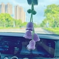 thumbnail image 6 of Lavender Crochet Flower Car Mirror Charm - Adjustable 4-Petal Rearview Hanger for Women & Girls | Handmade Car Accessory Gift for Her (Color as Pictured), 6 of 7