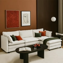 HOMYEDAMIC 110” L Shaped Modular Sectional Sofa Cloud Couch with Ottoman Chenille Deep Seat Sofa with Pillow for Living Room, Bedroom and Apartment