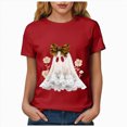 thumbnail image 6 of TOWED22 Halloween Cute Ghost Wear Bow T-Shirts for Women Graphic Short Sleeve Tees Cotton Crew Neck T Shirt Casual Tops(Red,XL), 6 of 8