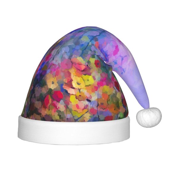 Balery Colorful Purple Cosmos Flower Pattern Santa Hat Christmas Hat Funny Christmas Hat Christmas Knitted Beanie Hat For Kids