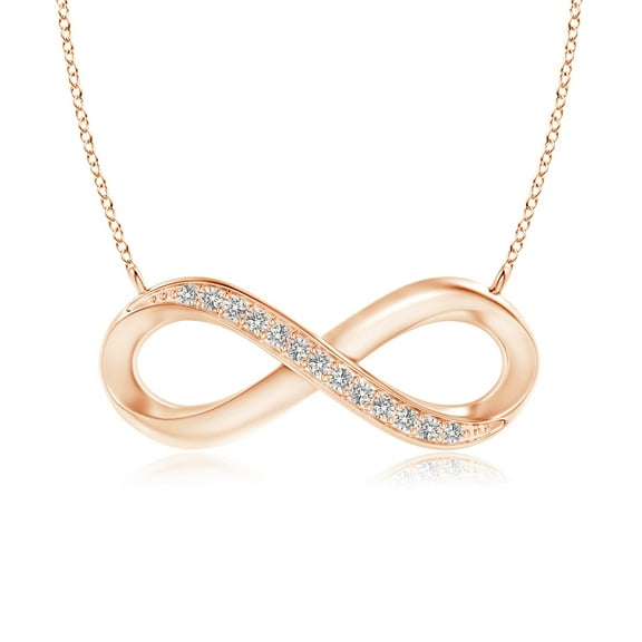 ANGARA Natural Diamond Infinity Pendant Necklace for Women in 14K Rose Gold (Size-1mm| Color-I-J| Clarity-I1-I2) | April Birthstone, Anniversary, Jewelry Gift for Women | Natural Diamond Necklace