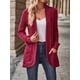 thumbnail image 4 of Cárdigan para Mujer, Suéter de Larga con Abertura Frontal y Bolsillos para Otoño e Invierno. Vino Tinto XL, 4 of 9