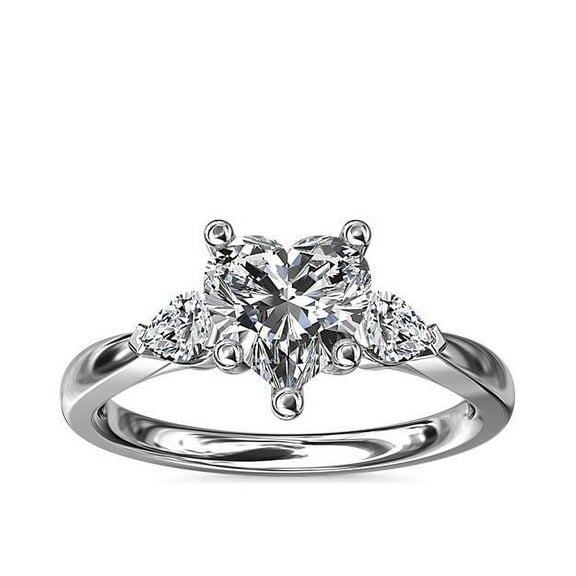 0.70 T.C.W Heart Shaped Natural Diamond Beautiful Three Stone Engagement Ring for Women Solid 950 Platinum Size 7