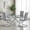 Silver Leg Light gray Chair, variant on Sumdeal 5-Piece Modern Dining and Chair Set features a glass dining table paired with four PU leather chairs. This space-saving set is suitable for dining rooms, living rooms, and offices.