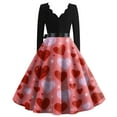 thumbnail image 3 of Fgvctg Valentine's Day Womens Dresses Cute Heart Graphic Vintage Cocktail Dress Classy V Neck 50s Tea Dress Long Sleeve Dressy Romantic Date Night Outfit Watermelon Red 2XL, 3 of 3