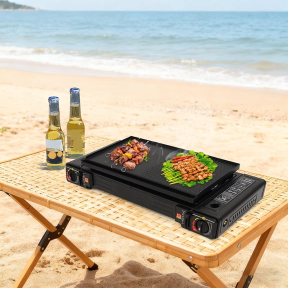Portable Dual Burner Camping Stove with Carry Case, 2500W Each