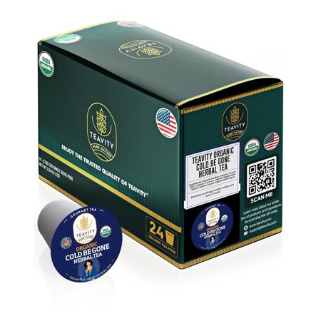Organic Rooibos Tea Pods for Keurig with Lemon, Mint, Licorice - Unsweetened Decaf Tea for K Cup Brewing - Cold Be Gone by Teavity (24 Tea Pods)