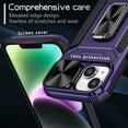 thumbnail image 4 of TECH CIRCLE Case for iPhone 13 Back Cover with Magnetic Kickstand + Metal Ring Holder + Camera Cover, Shockproof Hybrid PC+TPU Covers [360° Rotating Bracket] [Corner Protection] - Purple, 4 of 8