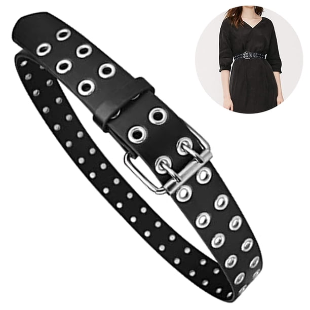 pieza de cinturón con ojal para mujer, cinturón vaquero Punk Vintage con hebilla de doble punta