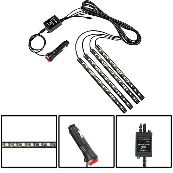 LED Car Interior Atmosphere Lights Strip Music Control Remote Truck Accessories
