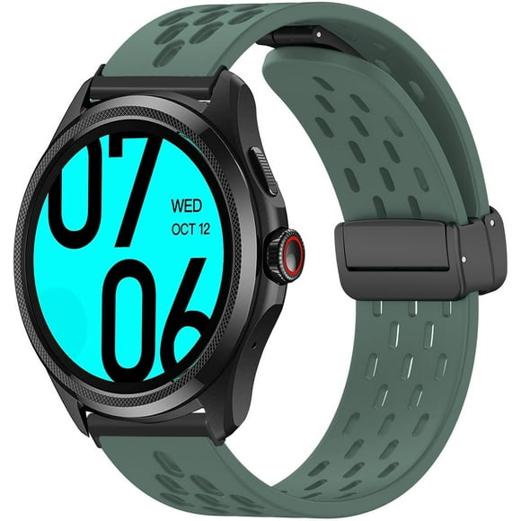 TRAHOO-Compatible with Ticwatch Pro 5 Smartwatch Bands, 24mm Breathable Soft Silicone Magnetic Butterfly Clousure Sport Replacemet Band Straps Compatible with Ticwatch Pro 5 Android Smartwatch
