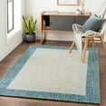 thumbnail image 2 of Boutique Rugs Kuruman Bordered Teal Wool Runner Rug - Teal, Light Gray, Medium Gray - 2'6" x 10' Runner, 2 of 12