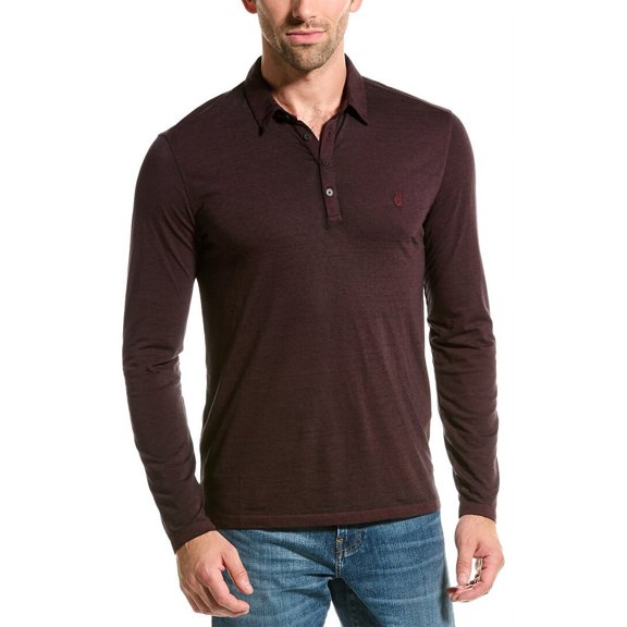John Varvatos mens  Marty Burnout Polo Shirt, S, Red