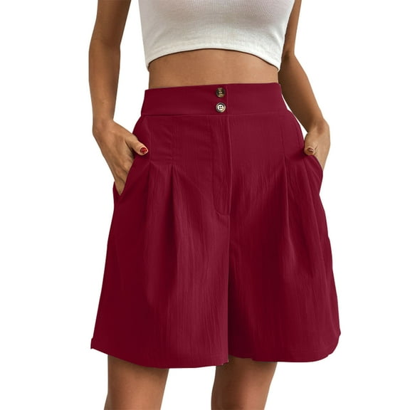 XuJwPNcy Bermuda Shorts for Women Knee Length Casual Summer Trendy Wide Leg Shorts with Pockets