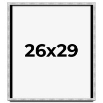 26x29 Frame Brushed Silver Solid Wood Picture Frame | 0.75 Inch Moulding Width | Rabbet Depth 0.75