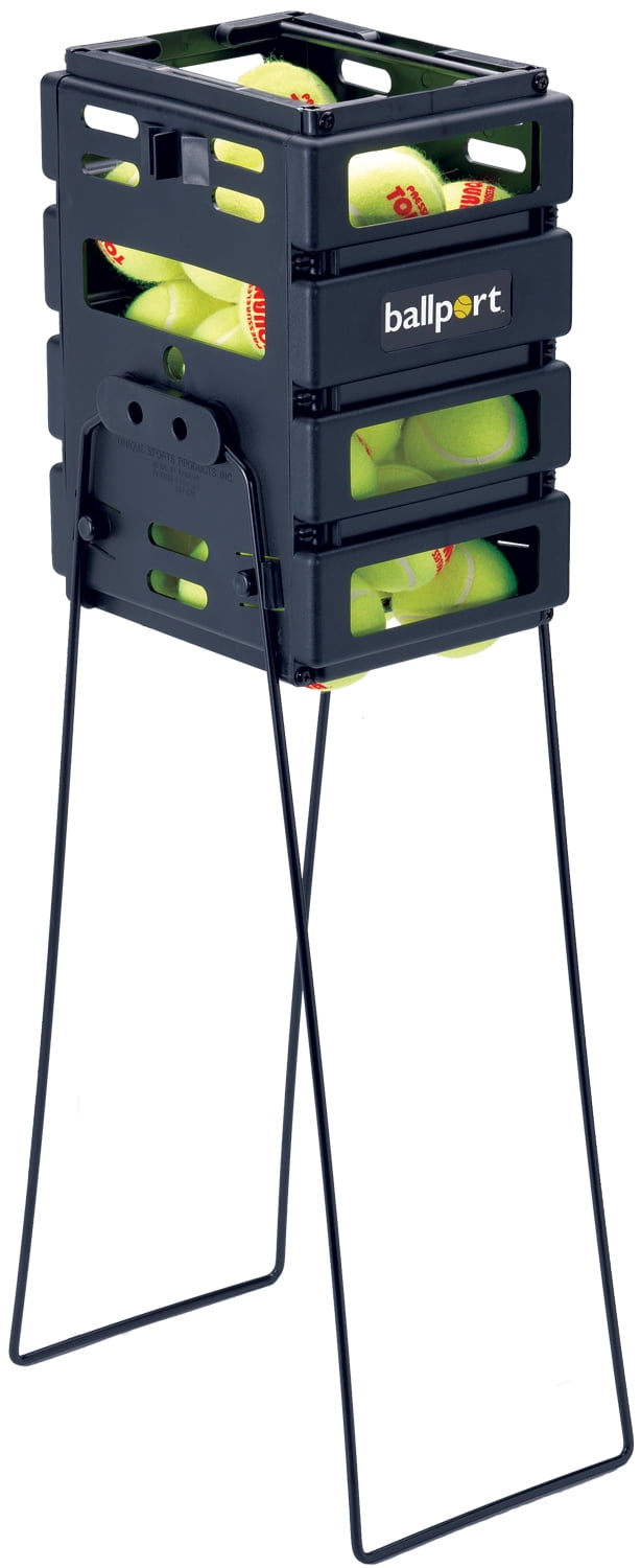 Tourna Mini Ballport Tennis Ball Pick Up Hopper - Holds 36 Balls - Black