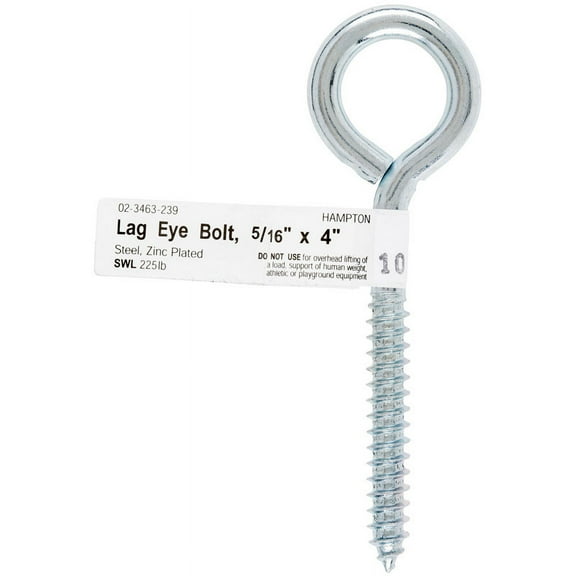 Hampton 02-3463-239 Lag Screw Eye Bolt  0.312 x 4 in. - pack of 10