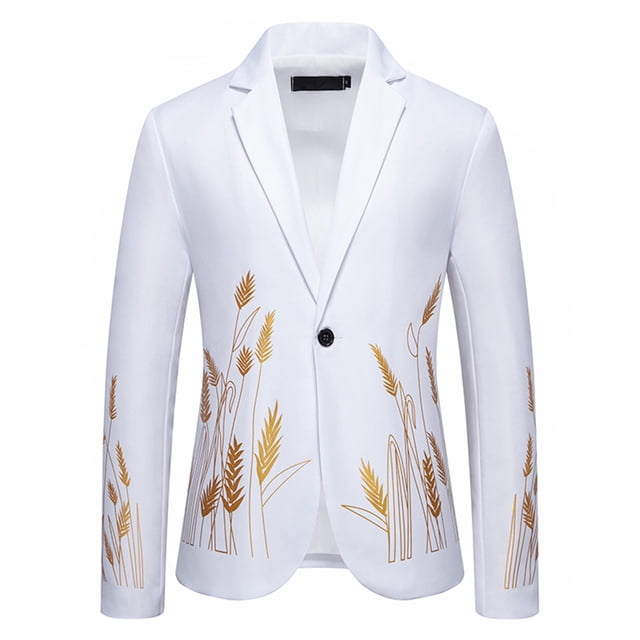 Styesk Vestes pour Hommes Hommes Décontracté Style Court Imprimé Blazer à Boutons Col Rabattu Complet Manches Longues